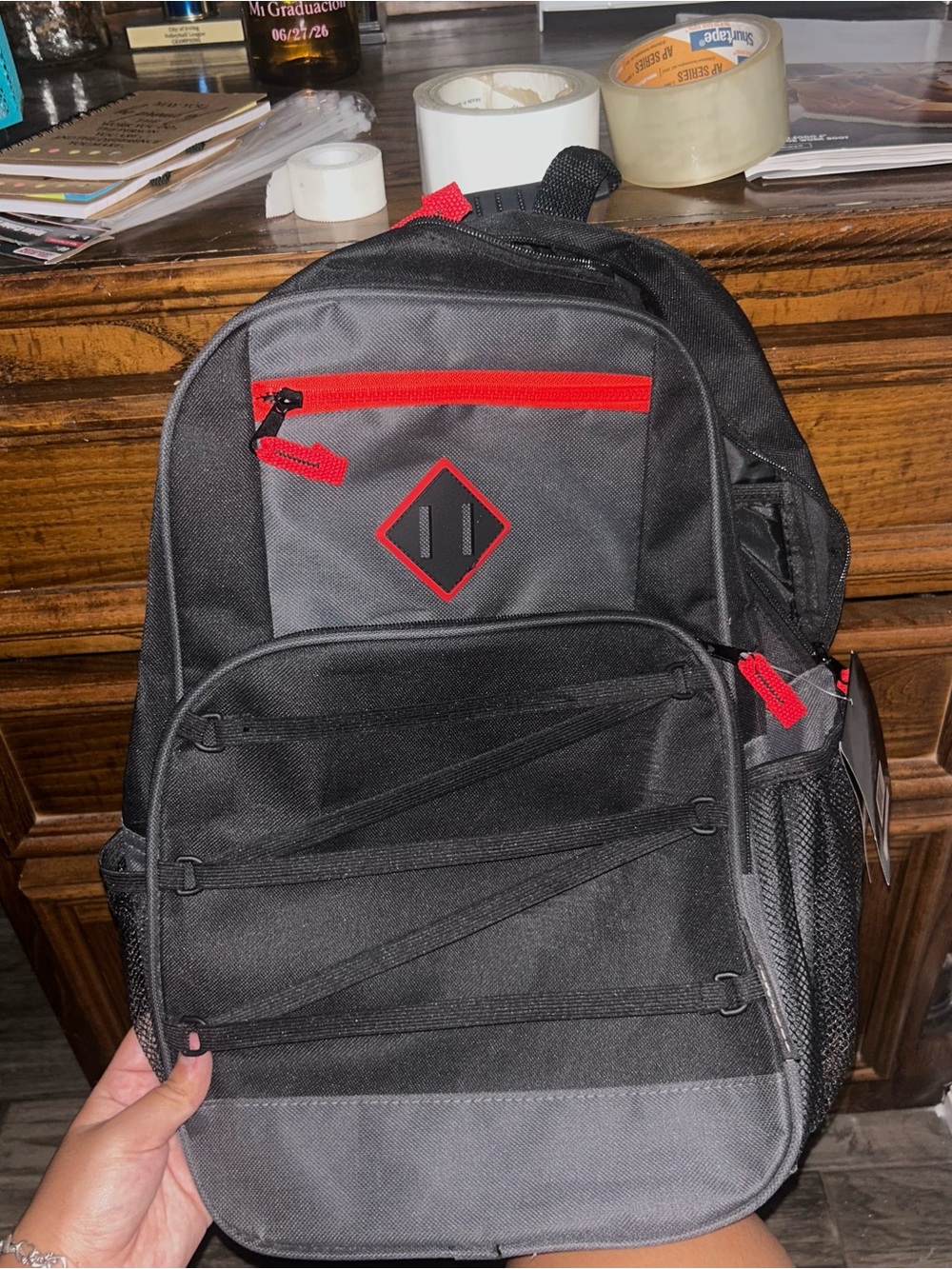 Men's Black & Red Everyday Backpack